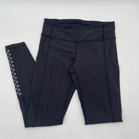 Lululemon Speed Tight Leggings Size 6 Checkered Reflective Black Compression - Picture 1 of 14